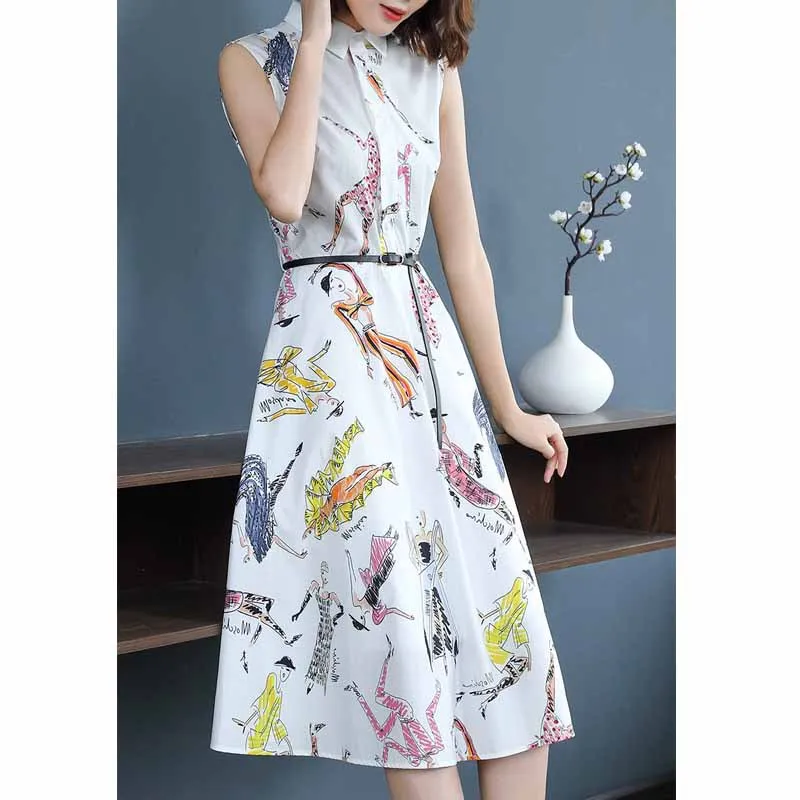 2019 Summer Wear New Style Fashion Sleeveless Print Shirt Skirt Waist Hugging Big Hemline Mid-length Elegant Dress Hot Selling
2019 Summer Wear New Style Fashion Sleeveless Print Shirt Skirt Waist Hugging Big Hemline Mid-length Elegant Dress Hot Selling