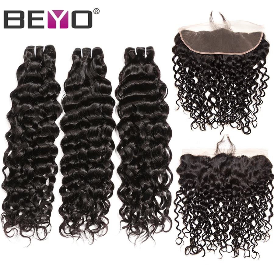 Brazilian Water Wave Bundles With Frontal Closure Human Hair 3 Bundles With Closure 13X4 Frontal With Bundles Non-Remy Hair Beyo
Brazilian Water Wave Bundles With Frontal Closure Human Hair 3 Bundles With Closure 13X4 Frontal With Bundles Non-Remy Hair Beyo
