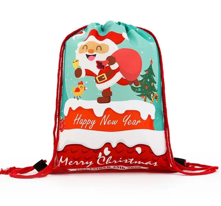 christmas drawstring bag backpack 3d print wrapping gift santa