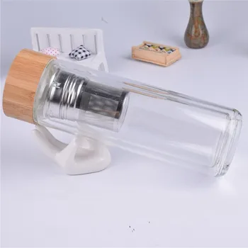 wholesale 450ml luxury crystal double wall glass water bottles, Glass bottle with Tea Infuser with bamboo lid
wholesale 450ml luxury crystal double wall glass water bottles, Glass bottle with Tea Infuser with bamboo lid
