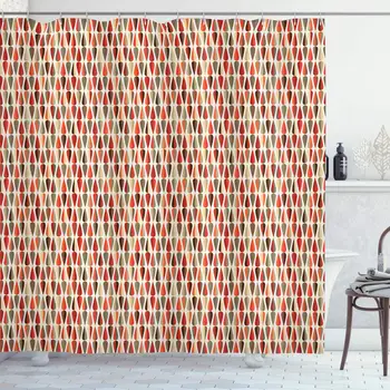 Geometric Shower Curtain, Teardrop Shapes Pattern with Colorful Motifs Arrangement in Retro Modern Style, Cloth Fabric Bathroom
Geometric Shower Curtain, Teardrop Shapes Pattern with Colorful Motifs Arrangement in Retro Modern Style, Cloth Fabric Bathroom