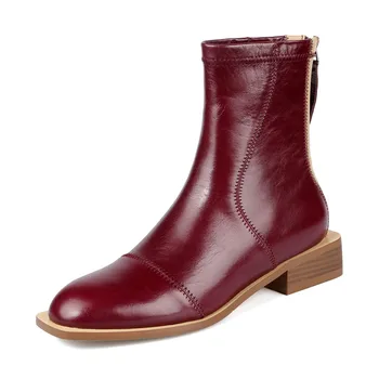 2020 New Retro Fashion Round Head Leather Ankle Boots Thick Heel Stitching Short Booties Female Back Zip Women Shoes Fall Winter
2020 New Retro Fashion Round Head Leather Ankle Boots Thick Heel Stitching Short Booties Female Back Zip Women Shoes Fall Winter