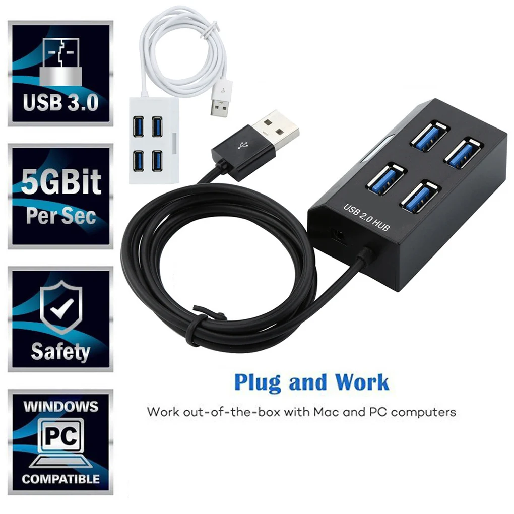 High Speed USB Hub Computer Laptop 1-drag-4 USB 3.0 Portable Splitter Adapter LED Indicator Light
High Speed USB Hub Computer Laptop 1-drag-4 USB 3.0 Portable Splitter Adapter LED Indicator Light