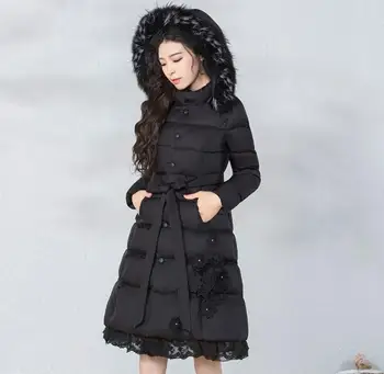 2019 Winter Women's 3D Flowers lace patchwork down jacket Ladies Raccoon Collar Long Black Down Parkas Hooded Overcoat r1735
2019 Winter Women's 3D Flowers lace patchwork down jacket Ladies Raccoon Collar Long Black Down Parkas Hooded Overcoat r1735
