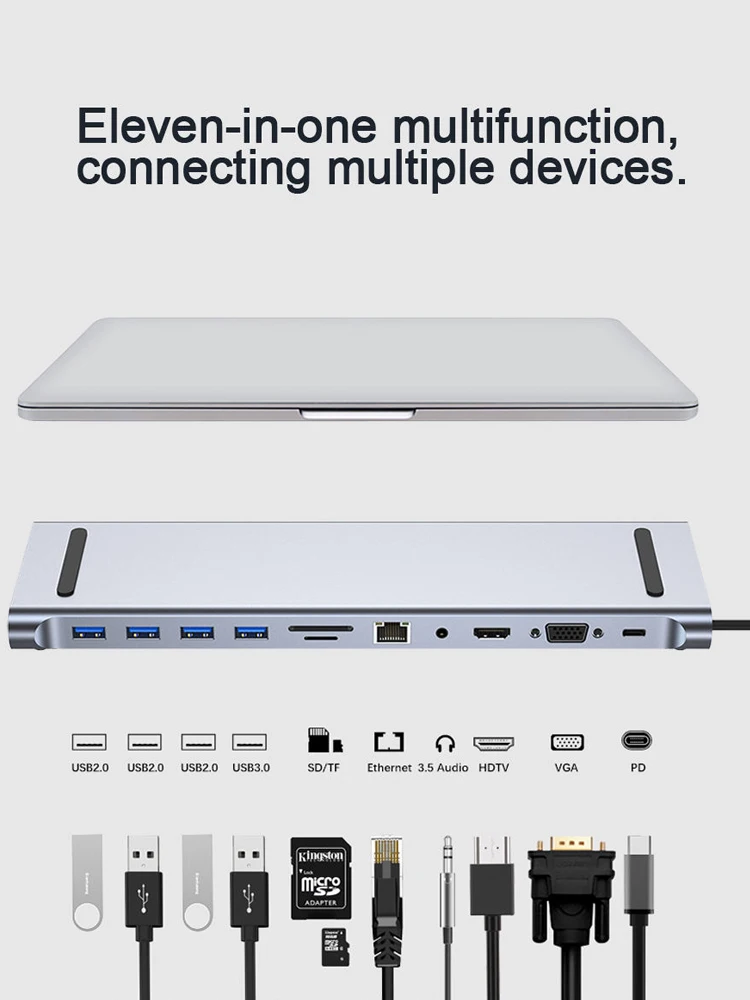 Док-станция 11 в 1 USB Type-C 3 0 дюйма разветвитель многопортовый адаптер 4K HDMI