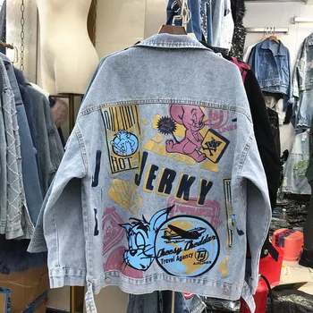 Cartoon Printed Denim Coat 2020 Spring New Korean Women Loose Cowboy Jacket Large Size Student BF Denim Jacket Leisure Outwear
Cartoon Printed Denim Coat 2020 Spring New Korean Women Loose Cowboy Jacket Large Size Student BF Denim Jacket Leisure Outwear