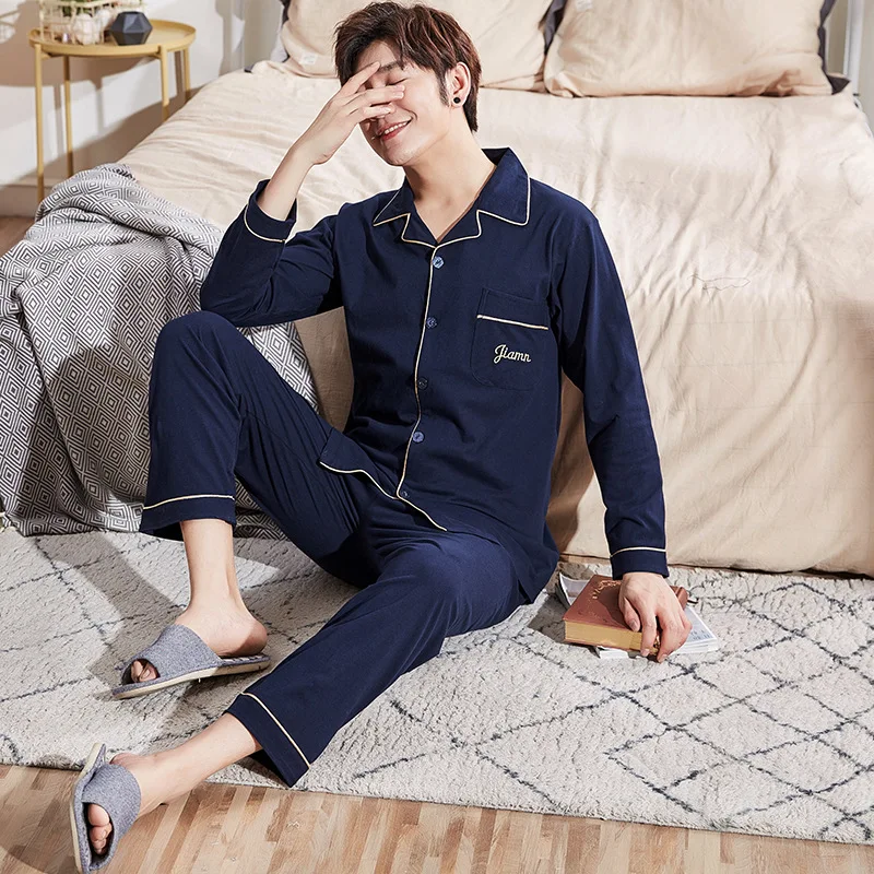 Spring And Autumn Cardigan Pajamas Men's Long Sleeve Pure Cotton Tracksuit-Outer Wear Men's Young And Middle-aged Set Japanese K
Spring And Autumn Cardigan Pajamas Men's Long Sleeve Pure Cotton Tracksuit-Outer Wear Men's Young And Middle-aged Set Japanese K
