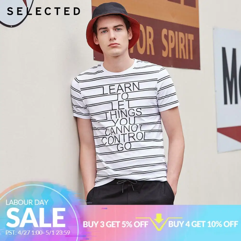 SELECTED Men's Summer 100% Cotton Striped Letter Print Short-sleeved T-shirt S|419201571
SELECTED Men's Summer 100% Cotton Striped Letter Print Short-sleeved T-shirt S|419201571