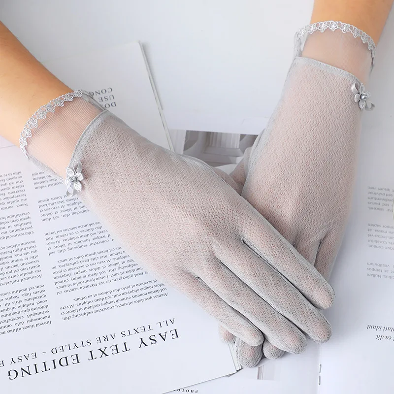 Sexy Pearl Flowers Lace Gloves Women Summer Uv Protection Sun Screen Mittens Thin Ice Silk Touch Screen Viscose Driving Glove
Sexy Pearl Flowers Lace Gloves Women Summer Uv Protection Sun Screen Mittens Thin Ice Silk Touch Screen Viscose Driving Glove