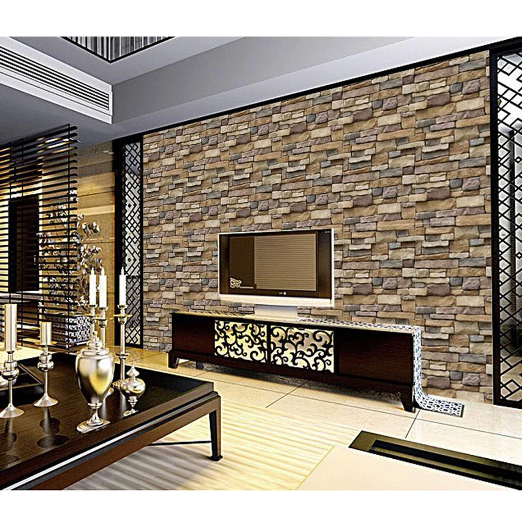 Retro 3D Effect Wallpaper Natural Brick Effect Stone Brick Tile Print Wall Paper -39.37 x 17.72 inch Retro 3D Effect Wallpaper Natural Brick Effect Stone Brick Tile Print Wall Paper -39.37 x 17.72 inch