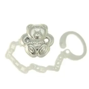 Pacifier chain silver bilaminate bear for baby
Pacifier chain silver bilaminate bear for baby