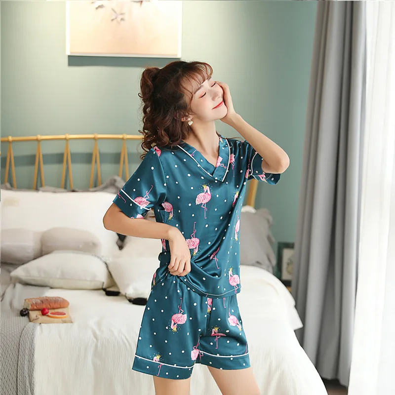 According to Feminine New Style Summer Imitated Silk Fabric Small V-neck Pajamas Suit Red Crane Flamingo M-xxl24 Yuan
According to Feminine New Style Summer Imitated Silk Fabric Small V-neck Pajamas Suit Red Crane Flamingo M-xxl24 Yuan