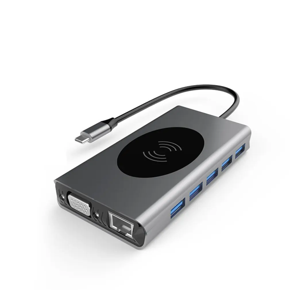 13 In 1 Aluminum Usb Type C To USB3.0 Vga RJ45 Hdmi Pd Audio3.5 Tf 10W Wireless Charger Hub Adapter Usb Docking Station
13 In 1 Aluminum Usb Type C To USB3.0 Vga RJ45 Hdmi Pd Audio3.5 Tf 10W Wireless Charger Hub Adapter Usb Docking Station