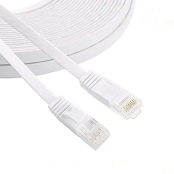 Cat 6 Ethernet Cable White - Flat Internet Network LAN Patch Cords - Solid Cat6 High-Speed Computer Wire 
Cat 6 Ethernet Cable White - Flat Internet Network LAN Patch Cords - Solid Cat6 High-Speed Computer Wire