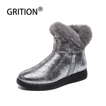 GRITION Women Snow Boots Warm Short Fur Plush Glitter Cloth Ladies Boots 2020 Fashion Non-slip Flat Platform Shoes Big Size 41
GRITION Women Snow Boots Warm Short Fur Plush Glitter Cloth Ladies Boots 2020 Fashion Non-slip Flat Platform Shoes Big Size 41