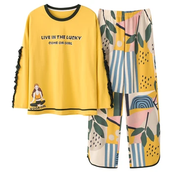 Women's Cute Cozy Pajamas Set 2 Pieces Korean Pajama 2020 Autumn Warm Casual Short-Sleeved Trousers Home Clothes For Women Sets
Women's Cute Cozy Pajamas Set 2 Pieces Korean Pajama 2020 Autumn Warm Casual Short-Sleeved Trousers Home Clothes For Women Sets
