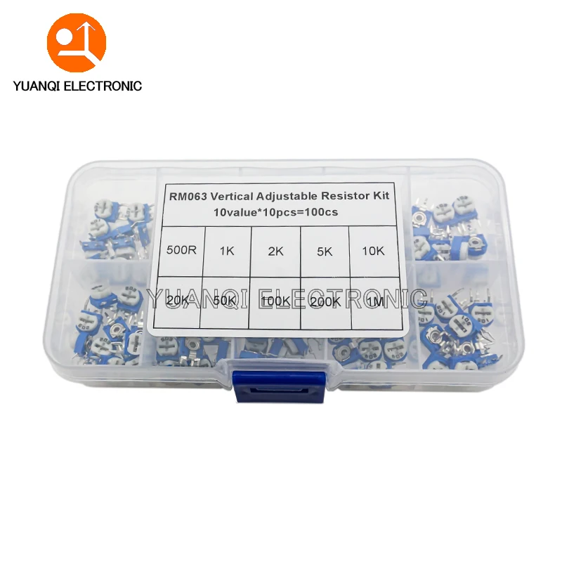 100 шт./лот 10 значений * 10 шт. RM063 набор вертикальных настраиваемых резисторов в коробке 500 Φ Ом набор многооборотного триммера потенциометра 
100 шт./лот 10 значений * 10 шт. RM063 набор вертикальных настраиваемых резисторов в коробке 500 Φ Ом набор многооборотного триммера потенциометра