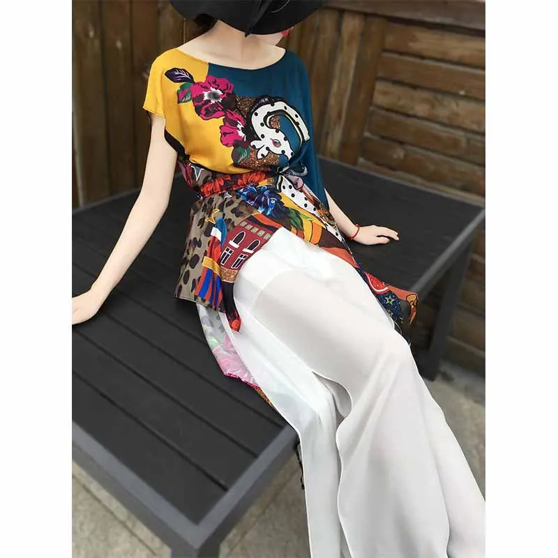 Summer New Style Goddess-Style Elegant Irregular Printed Shirt Loose Pants Two-Piece Set-Style WOMEN'S Suit
Summer New Style Goddess-Style Elegant Irregular Printed Shirt Loose Pants Two-Piece Set-Style WOMEN'S Suit