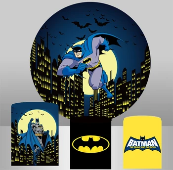 Cartoon Batman theme round backdrop baby shower circle background boy birthday party decoration table plinth cover YY-410 
Cartoon Batman theme round backdrop baby shower circle background boy birthday party decoration table plinth cover YY-410