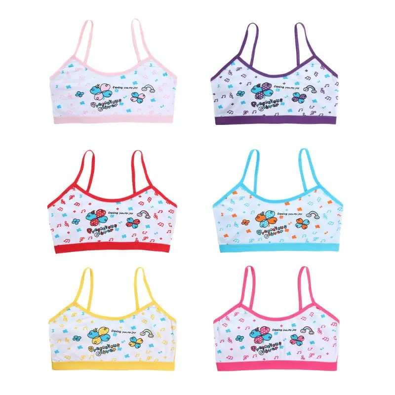 Girls Bra Underwear Lingerie Kids Teens Teenage Young Adolescente 8-14Years Student Cotton Cartoon Print Undewear Tops