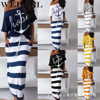 WEPBEL Women 2 Pcs Set Summer Casual Print Loose Off Shoulder T-shirt + Plus Size Stripe Skirt Women Clothing Set
WEPBEL Women 2 Pcs Set Summer Casual Print Loose Off Shoulder T-shirt + Plus Size Stripe Skirt Women Clothing Set