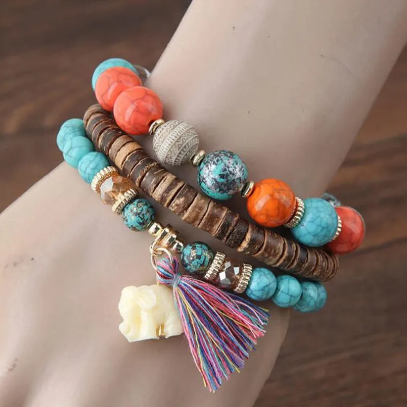 Vintage Wooden Beaded Bracelets Set Handmade Wood Beads Beige Elephant Colorful Tassel Bracelet & Bangle Bohemian Jewelry Gifts
Vintage Wooden Beaded Bracelets Set Handmade Wood Beads Beige Elephant Colorful Tassel Bracelet & Bangle Bohemian Jewelry Gifts