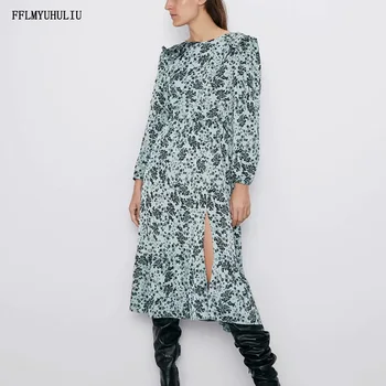Sexy Halter Women's Round Neck Flower Print Elasticated Waist Long Sleeve Split Dress
Sexy Halter Women's Round Neck Flower Print Elasticated Waist Long Sleeve Split Dress