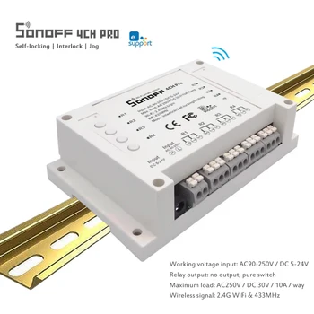 Sonoff 433MHZ Mounting Wireless Control 4 Channel WIFI Smart Timer Switch Home Light Remote Control 10A/2200W APP Remote Control