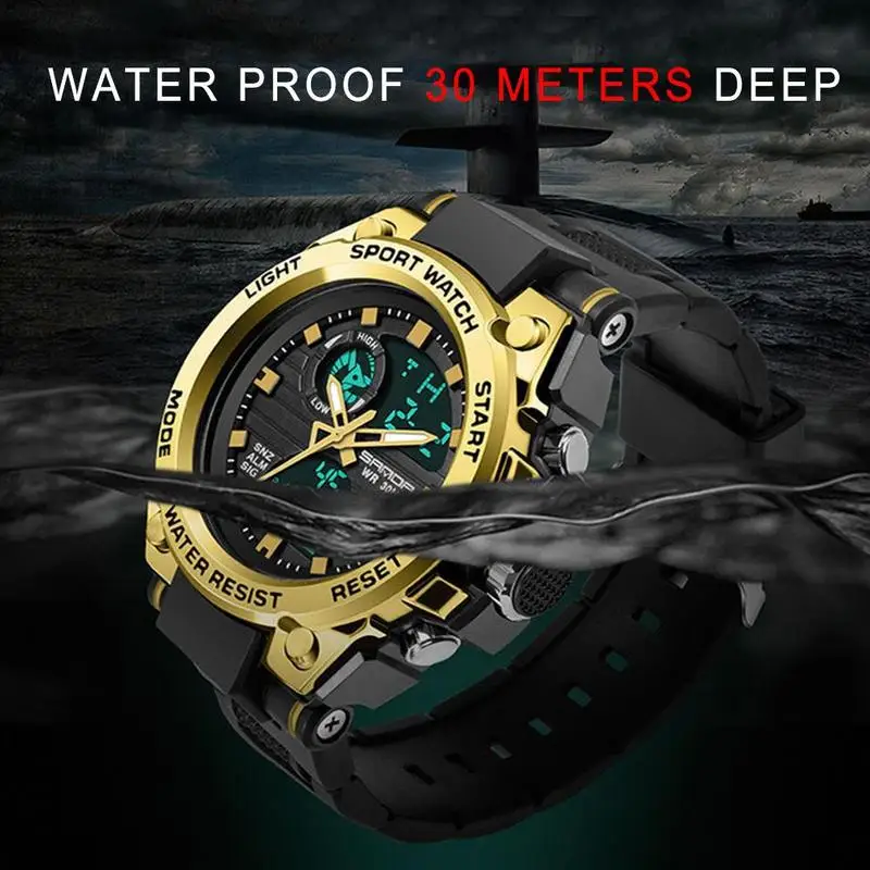 SANDA Outdoor Sports Double Display Movement Multi-kinetic Energy Electronic Watch Tide Male Waterproof Luminous Men's Watches
SANDA Outdoor Sports Double Display Movement Multi-kinetic Energy Electronic Watch Tide Male Waterproof Luminous Men's Watches
