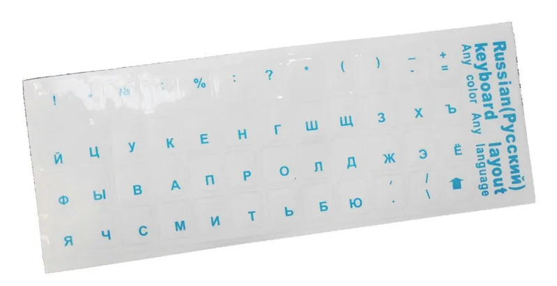 Прозрачная наклейка на клавиатуру для ноутбука с русским языком надпись цветной