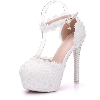 14cm Women White Lace Flower Wedding Shoes Thin Heels Round Toe Platform Shoes Large Size 40 41 Bride High Heels Sandals Pumps
14cm Women White Lace Flower Wedding Shoes Thin Heels Round Toe Platform Shoes Large Size 40 41 Bride High Heels Sandals Pumps