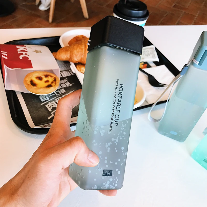 Матовая Квадратная бутылка для воды термостойкая портативная напитков