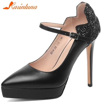 Karinluna 2020 Hot Sale Genuine Cow Leather Thin High Heels Shoes Woman Pumps Pointed Toe Buckle Strap Party Pumps Women Shoes 
Karinluna 2020 Hot Sale Genuine Cow Leather Thin High Heels Shoes Woman Pumps Pointed Toe Buckle Strap Party Pumps Women Shoes