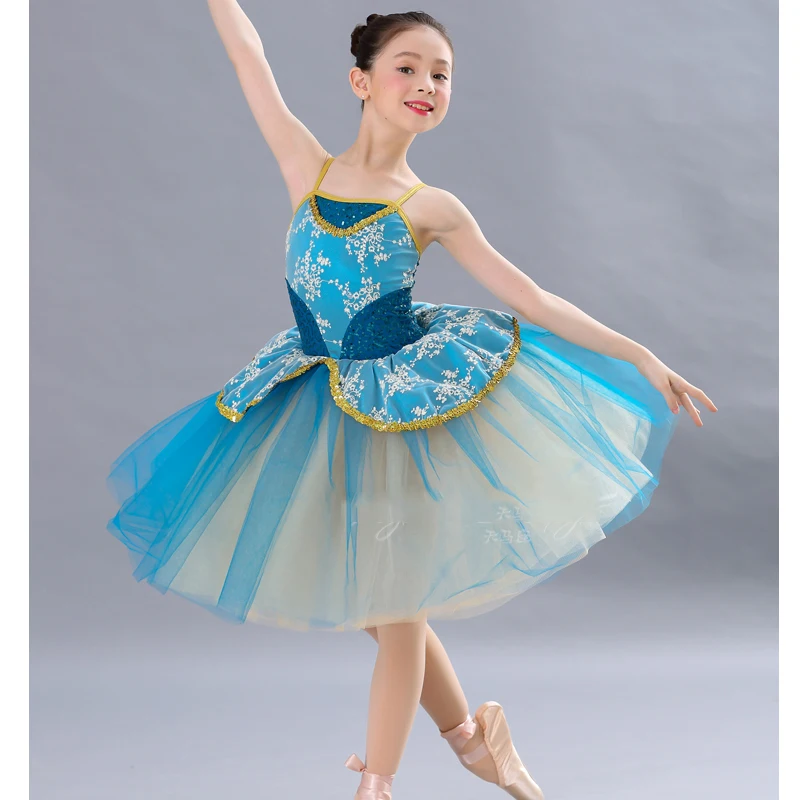 Фото 2020 Female Children's Ballet Tutu Skirts Giselle Swan White Romantic Style Long Dance Costumes Ballerina Dress | Тематическая