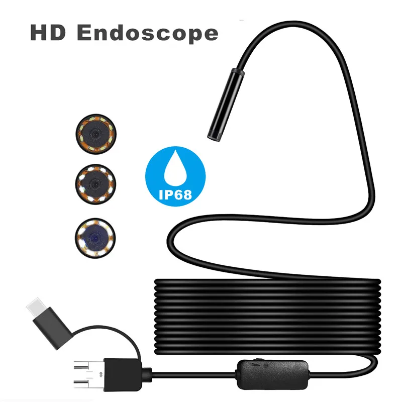 Mini Camera Endoscope HD 1200P IP68 2M Hard Flexible Android Phone USB Camera for Android Car Endoscope Video Inspection
Mini Camera Endoscope HD 1200P IP68 2M Hard Flexible Android Phone USB Camera for Android Car Endoscope Video Inspection