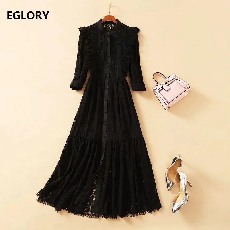 Black Lace Long Dress 2021 Spring Runway Party Evening Women Buttons Front Ruffle Deco Ankle Length Sexy Maxi Dress Club Wear
Black Lace Long Dress 2021 Spring Runway Party Evening Women Buttons Front Ruffle Deco Ankle Length Sexy Maxi Dress Club Wear