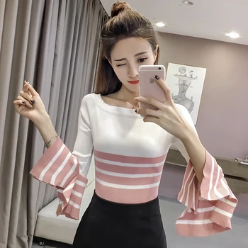 692 #2017 Sweater Women's Viscose Short T-shirt Slim Fit Horizontal Neck Joint Bell Sleeve Base Tops 
692 #2017 Sweater Women's Viscose Short T-shirt Slim Fit Horizontal Neck Joint Bell Sleeve Base Tops