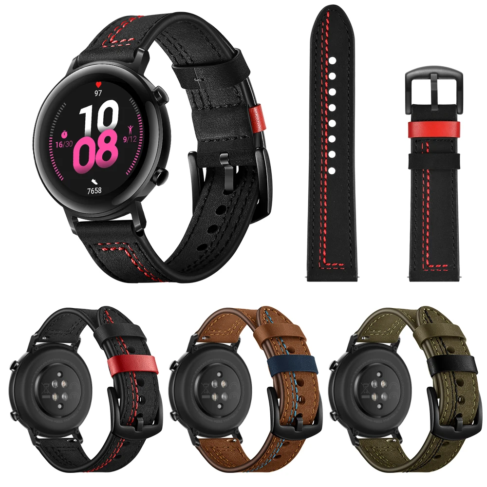 Ремешок seven line из натуральной кожи для huawei GT 1 2 42 мм 46 мм/huawei watch pro huami amazfit GTR 47