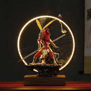 Creative Ceramic Backflow Incense Burner Qitian Dasheng Monkey King Smoke Waterfall Incense Holder Use In Home Office Teahouse