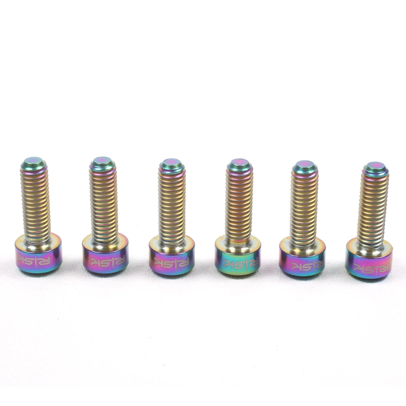 RISK 6pcs Rainbow Titanium Alloy Bolt Screw M5*16/18/20mm for Bicycle Stem MTB Road Mountain Bike Screw with Washer Fixed Bolts