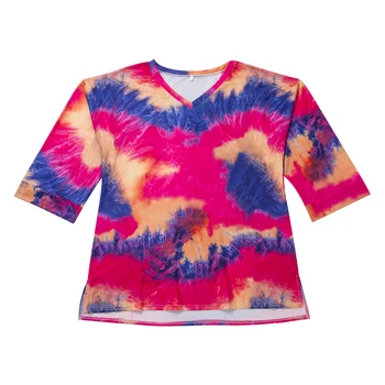 Women's V-Neck Shirt, Autumn Top, Long Sleeve Colors Dye Printed Loose Casual Party Clothes
Women's V-Neck Shirt, Autumn Top, Long Sleeve Colors Dye Printed Loose Casual Party Clothes