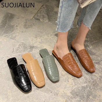 SUOJIALUN New Women's Spring Mules Shoes Slip On Round Toe Lazy Slippers Fashion Stone Pattern Fabric Slides Ladies Sandals 
SUOJIALUN New Women's Spring Mules Shoes Slip On Round Toe Lazy Slippers Fashion Stone Pattern Fabric Slides Ladies Sandals