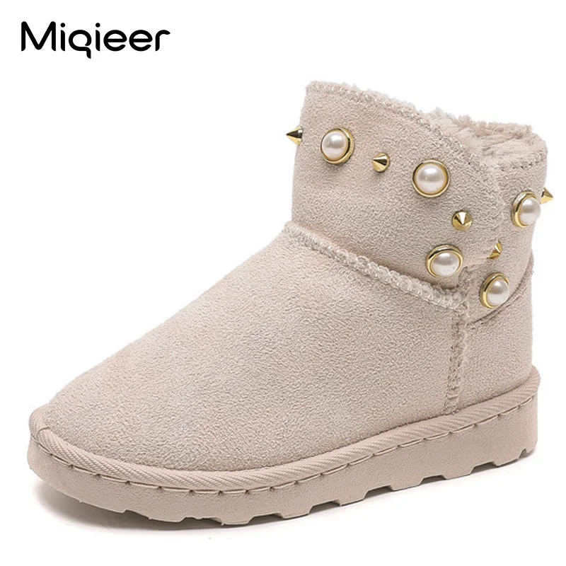 

Children's Snow Boots For Girls Winter 2021 Warm Plush Fashion Rivet Ankle Boots Waterproof Anti Skid Kids Women Sports Shoes