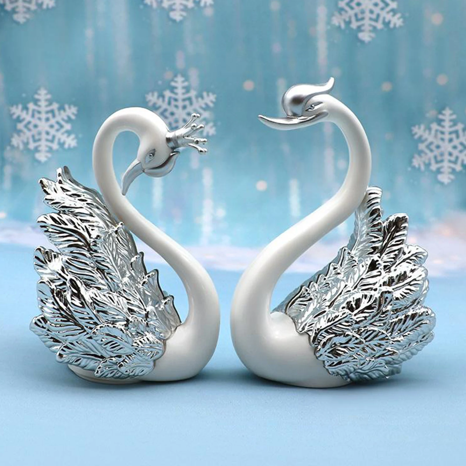 2pcs Romantic Crown Swan Figurine Collection Cake Topper Table Centerpiece Ornament 2pcs Romantic Crown Swan Figurine Collection Cake Topper Table Centerpiece Ornament