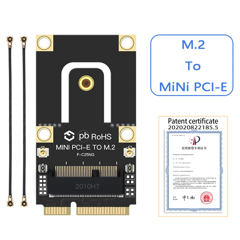 Конвертер беспроводного адаптера M.2 NGFF на Mini PCI-E с антенной IPEX 4 для Wifi6 Intel AX210 AX200