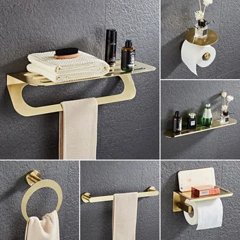 Bathroom Accessories Set Brass Towel Rack Toilet Brush holder Paper Holder Corner Shelf Towel Bar Brushed Gold Bath Hardware Set
Bathroom Accessories Set Brass Towel Rack Toilet Brush holder Paper Holder Corner Shelf Towel Bar Brushed Gold Bath Hardware Set