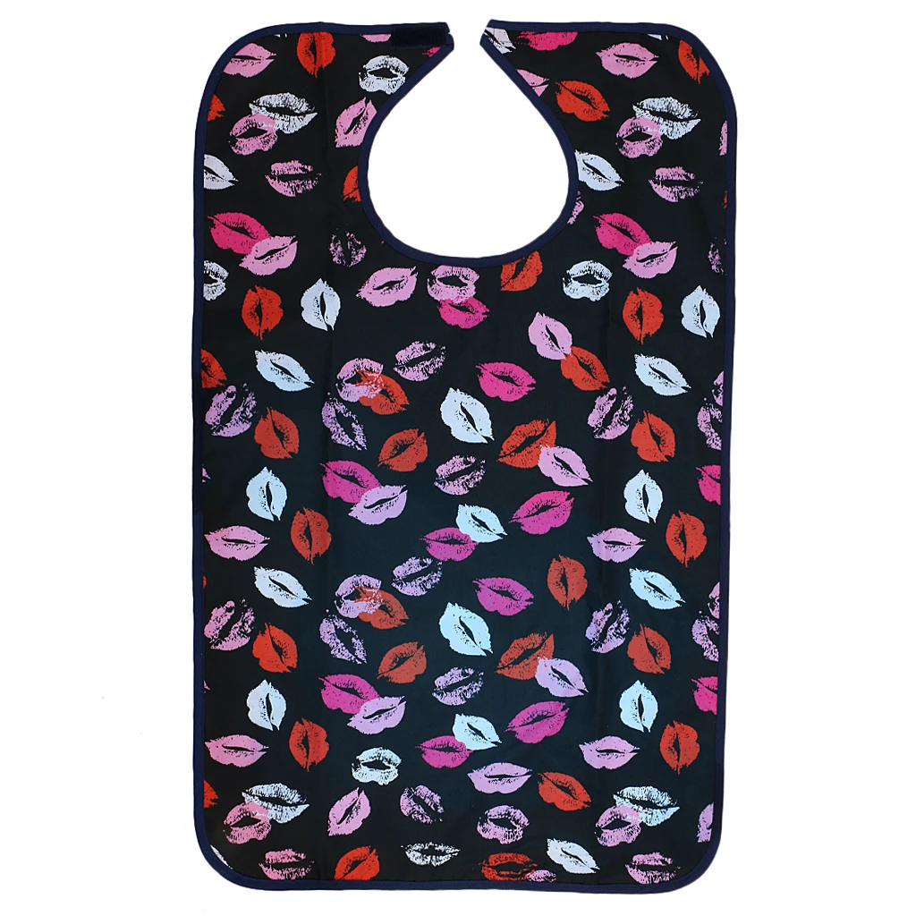 Adult Reusable Bibs Disability Patient Aid Apron with Stick Closure - Flower/ Floral/ Hibiscus/ Grid/ Lips Adult Reusable Bibs Disability Patient Aid Apron with Stick Closure - Flower/ Floral/ Hibiscus/ Grid/ Lips