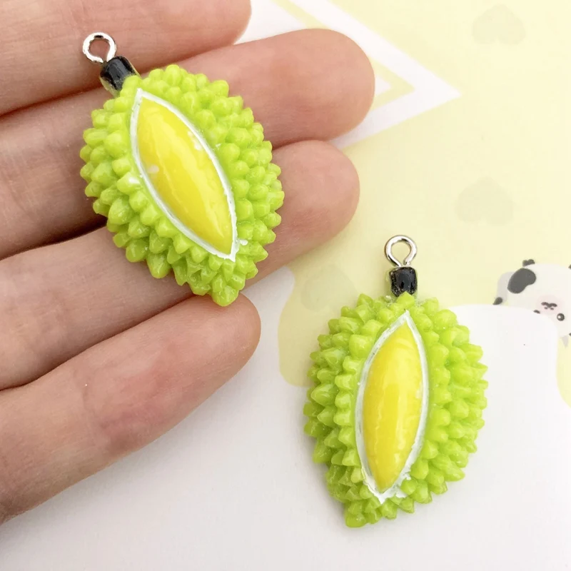 26mm Resin Simulation Green Fresh Durian Fruit Pendant DIY Accessories Charms Handmade Necklace Keychains Earrings 50PCS | Украшения и