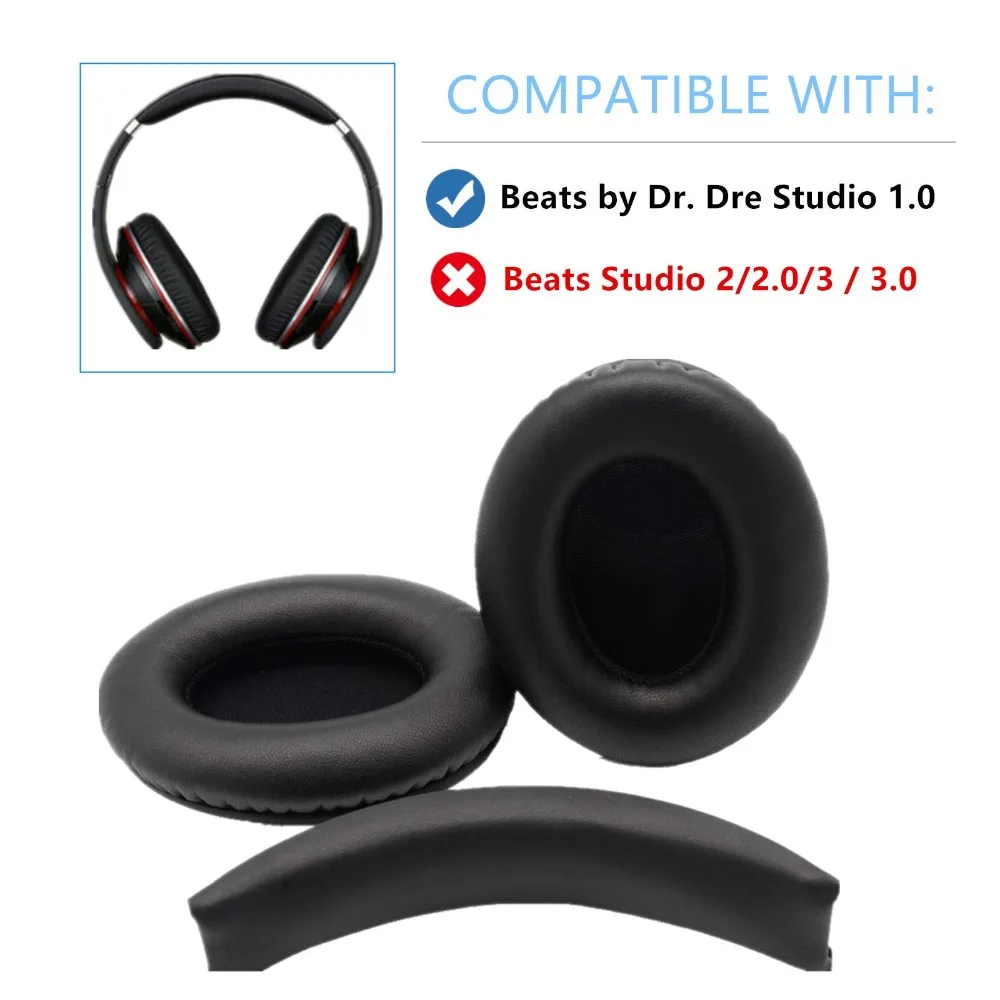 Replacement Ear Pad Cushion Cups Cover Earpads Headband Repair Parts for Beats by Dr. Dre Studio 1.0 (1st Gen) Headphones Replacement Ear Pad Cushion Cups Cover Earpads Headband Repair Parts for Beats by Dr. Dre Studio 1.0 (1st Gen) Headphones