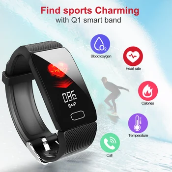 Q1 Waterproof Sports Weather Display Smart Wristband Blood Pressure Oxygen Fitness Smart Heart Rate Monitor
Q1 Waterproof Sports Weather Display Smart Wristband Blood Pressure Oxygen Fitness Smart Heart Rate Monitor